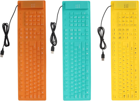 GOWENIC 108 Keys Foldable Silicone Keyboard, Waterproof USB Wired Plug and Play Mute Roll Up Keyboard for Computer