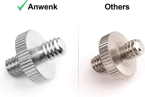 Anwenk Standard 1/4"-20 Male to 1/4"-20 Male Threaded Tripod Screw Adapter, 5 Pack