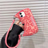 Cute Aesthetic Pink Leopard Print Wallet Case for iPhone 11, Shockproof Protective Case with Strap for Women Girls