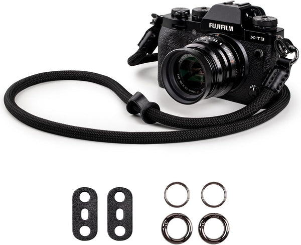 Camera Strap Rope, Neck and Shoulder Strap for Fujifilm X100VI X100V XS20 XT5, Canon EOS R6 R10, Nikon D850 - Black
