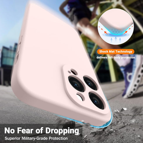 AOTESIER iPhone 14 Pro Case, Chalk Pink, Upgraded Silicone, Stronger Camera Protection, 2 Screen Protectors, 6.1"