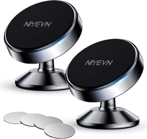 2 Pack Magnetic Phone Holder, Super Magnetic Car Phone Holder, 360 Degree Rotating Dashboard Holder for Smartphones