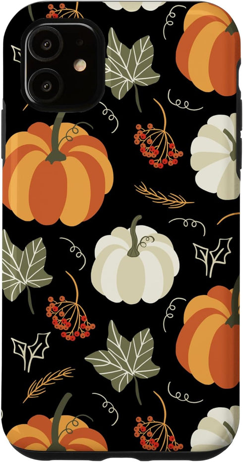 iPhone 11 Case - Autumn Falling Leaves and Pumpkin Spice Harvest, Happy Fall Design