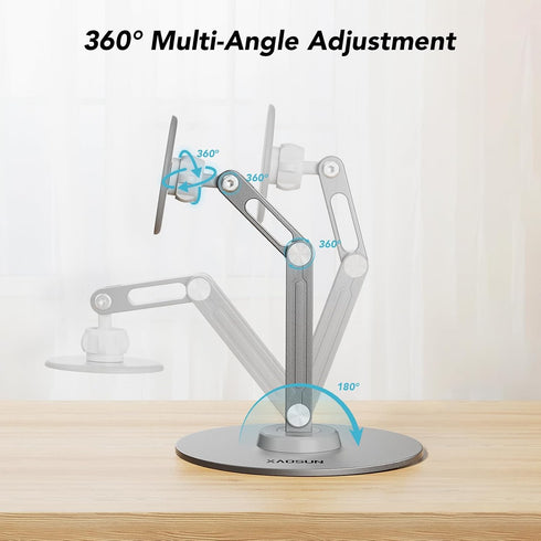 XAOSUN 360Rotation,Home Tablet Stand Magnetic for ipad Stand Desk Multi-Angle, Adjustable Foldable Tablet Holder,Metal