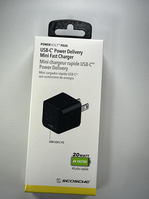 Scosche HPDC20-SP Fast Charger PowerVolt 20W Mini Cube USB-C Wall Adapter for Phone