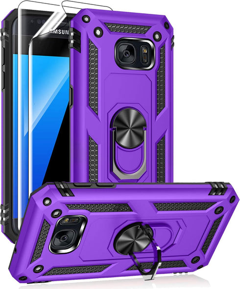 Androgate for Samsung Galaxy S7 Case, Military-Grade Metal Ring Holder Kickstand, Shockproof Cover for Samsung Galaxy