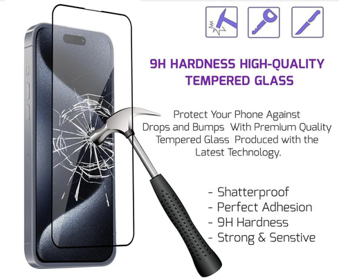 Apple iPhone 15 Pro Tempered Glass Screen Protector (2 Pack) - Durable, high clarity, and easy to install.