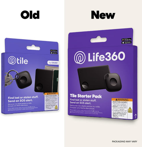 Life360 Pack 2-Pack Tile Starter - Bluetooth Trackers and Item Finders for Keys, Wallets & More. Both iOS and Android