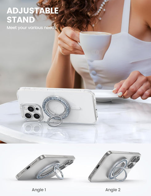 Lamicall Magnetic Phone Ring for MagSafe Grip, Stylish Twinkle Ring Holder Stand for iPhone 15/14/13 Pro Max Plus