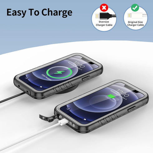SPORTLINK Waterproof Case for iPhone 12 Pro Max, Heavy Duty Shockproof Full Body Rugged 360 Protective with Screen