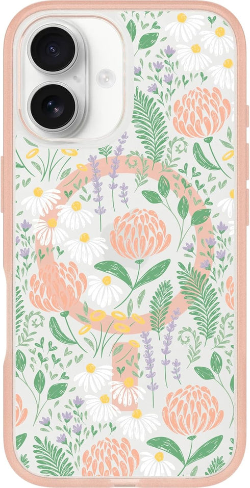 OtterBox iPhone 16 Symmetry Series Clear Case - Peachy Bloom Pink