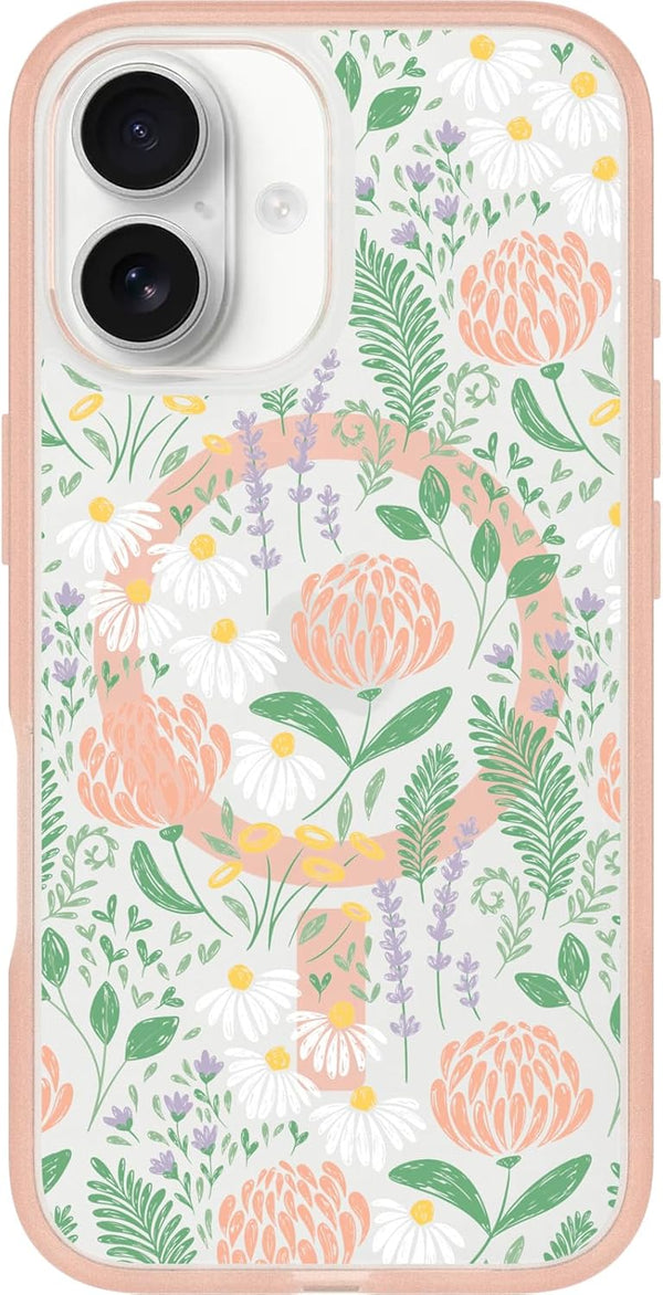 OtterBox iPhone 16 Symmetry Series Clear Case - Peachy Bloom Pink