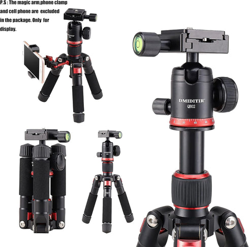 Portable Tabletop Camera Tripod, 20" DSLR Aluminum Mini Tripod with 360 Degree Pan Ball Head, Black