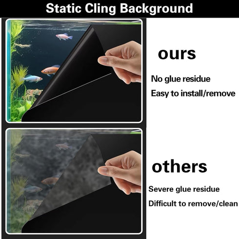 Fish Tank Aquarium Background, Black Electrostatic Adhesion, Glue-Free, Size 11.8 x 39 Inch