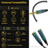Headset Adapter, 3.5mm Headphone Mic Splitter CTIA TRRS Male to Dual TRS Female Y Audio Microphone Splitter Cable for