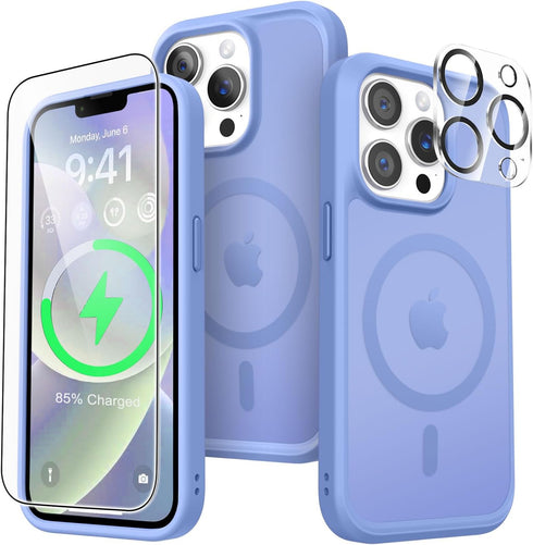 iPhone 13 Pro Case - Blue, Mil-Grade Shockproof, Strong Magnetic, with Screen & Camera Lens Protectors, Compatible with