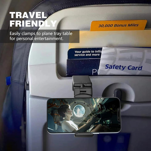 Perilogics Airplane Phone Holder Mount, Universal in Flight Hands Free Viewing with Multi-Directional Dual 360 Degree