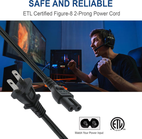 Xtreme 10 Foot Non-Polarized Replacement Power Cord for TVs, Game Consoles, Printers, and More