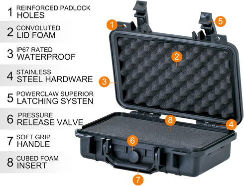 MEIJIA Portable All Weather Waterproof Hard Case, Small Camera Case, Dry Case with Customizable Foam, Fit for Drones,