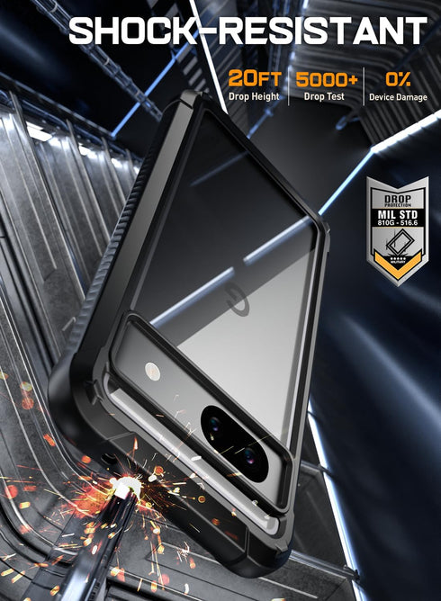 Poetic Guardian Case for Google Pixel 8A 5G (2024) - Rugged, Shockproof, Clear, with Built-in Screen Protector &