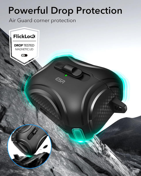 ESR AirPods Pro Case (2023/2022/2019, 2nd/1st Gen), Compatible with USB-C/Lightning, Effortless MagSafe, Black