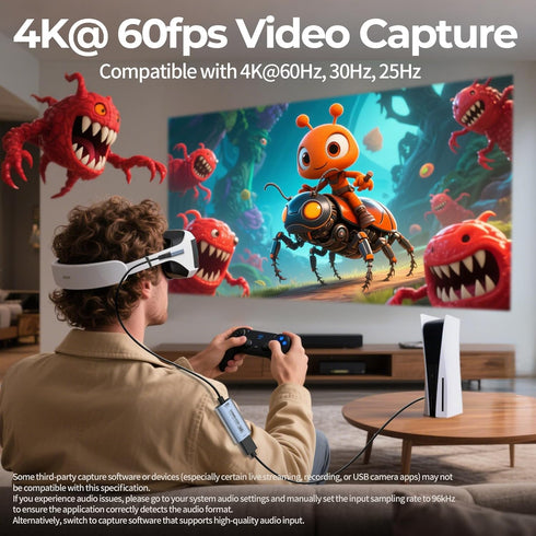 Guermok 4K@60FPS 90 3.3ft, 2K@144PS 3.0 Quest3, PS5/4, Switch2/1, Video Capture Card, USBC, USB HDMI to USB C/A Capture