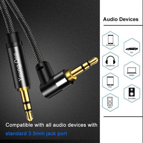 Yeung Qee 3.5mm 1ft, 3.5mm (1FT/0.3M) Aux Cable Nylon Braided Male to Male Stereo Audio Cable Audio Auxiliary Input