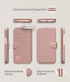 LUPA iPhone 11 Pro Flip Wallet Case - Slim Faux Leather Purse with Credit Card Holder, Rose Gold