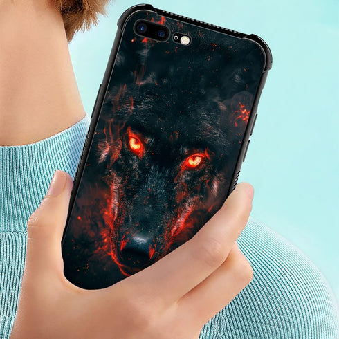 CARLOCA iPhone SE 2022 Case, Black Red Eyes Wolf, Anti-Scratch Soft TPU Shockproof Unique Protective Cover