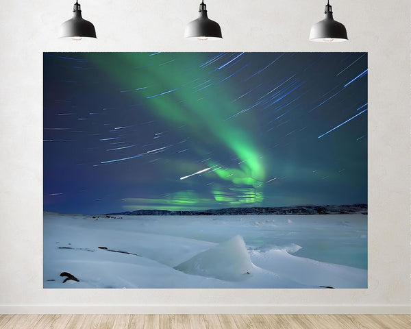 TryKid 10x8ft Aurora Borealis Backdrop Snowy Forest Norway Polar Colorful Night Sky Forest