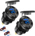 2 PACK 12V USB Car Socket Round USB C 12V Outlet, 3-Port Marine USB Fast Charger Waterproof with Switch & Voltmeter