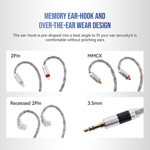 2m 16 2Pin) Linsoul Tripowin Zonie IEM Cable, Long Earbud Cord, Core Silver Plated Earphone Cable, in Ear Monitor Wire
