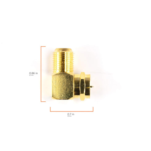 THE CIMPLE CO Gold Coaxial Cable Right Angle Connector - 4 Pack for Tight Corners and Flat Panel TV Mounting