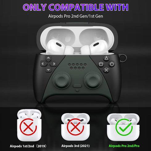 KOREDA Silicone Protective Case for AirPods Pro 2nd/1st Generation with Cleaner Kit, Cute Game Player Design &