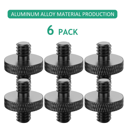 1/4 Male to 1/4 Male Tripod Screw Adapter for Camera Cage, Shoulder Mount, DSLR Mic Stand, 6 Pcs (Black)