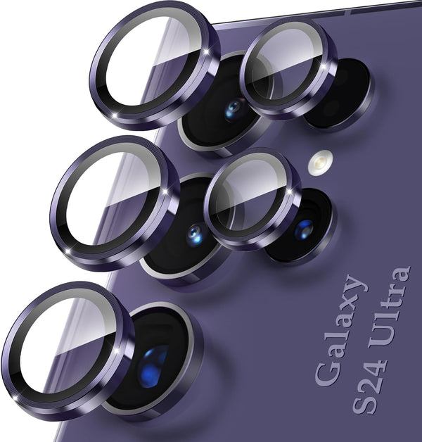 YWXTW Camera Lens Protector for Samsung Galaxy S24 Ultra, 3x Impact Resistance, Case Friendly, Titanium Violet, 1 Set.