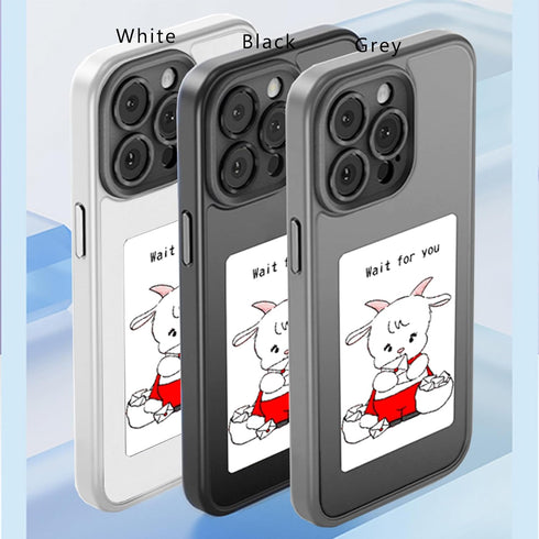 NFC Smart Ink Screen Phone Case for iPhone 15 PRO - Gray Protective Cover