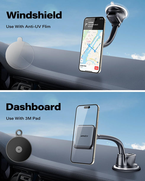 APPS2Car MagSafe Car Mount, Hands Free Magnetic Phone Mount, 360° Rotation for Cell Phone, Compatible with iPhone 15 14