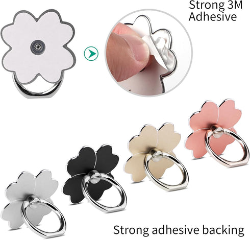 Golden Pearl 4pc-Cell Flower,360 180Angle Phone Ring Stand,Cell Phone Ring Holder Rotate and Adjustable Metal Finger