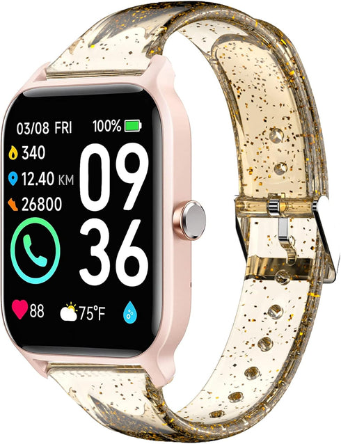 TOOBUR Smart Watch Band, Lamshaw Soft Silicone Glitter Clear Sport Strap for IDW13 1.8" Smart Watch