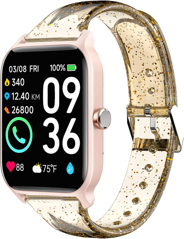 TOOBUR Smart Watch Band, Lamshaw Soft Silicone Glitter Clear Sport Strap for IDW13 1.8" Smart Watch