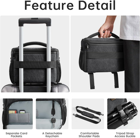 S-ZONE Camera Bags for Photographers Small Crossbody Shoulder Bag DSLR SLR Mirrorless Camera Case with Tripod Holder