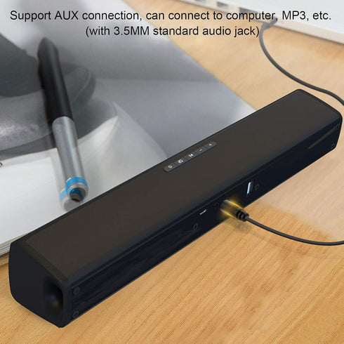 Lazmin112 Wireless Bluetooth Speaker, Long Bar Subwoofer with AUX Connection, FM Radio, 360° Surround Sound