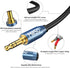 MillSO Audio Splitter, Female to 2 Male 3.5mm TRS Audio Splitter, 8 Feet Sapphire Blue & Gold-Plated Stereo Jack