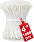 1000pcs Small White Zip Ties 4 Inch, Mini Cable Ties Tiny Zipties