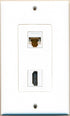 RiteAV 1 x Cat6 Ethernet Female and 1 x HDMI Port Wall Plate, White