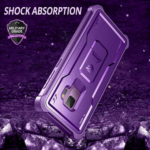 Dexnor for Samsung Galaxy S9 Case, Heavy Duty Military Grade Protection with Built-in Screen Protector and Kickstand