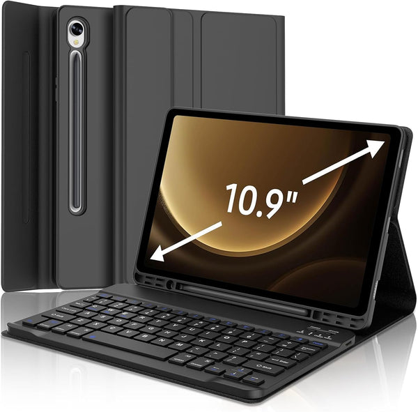 Keyboard Case for Samsung Galaxy Tab S9 FE 5G 10.9-inch, Bluetooth Detachable Keyboard, Smart Cover with S Pen, Black