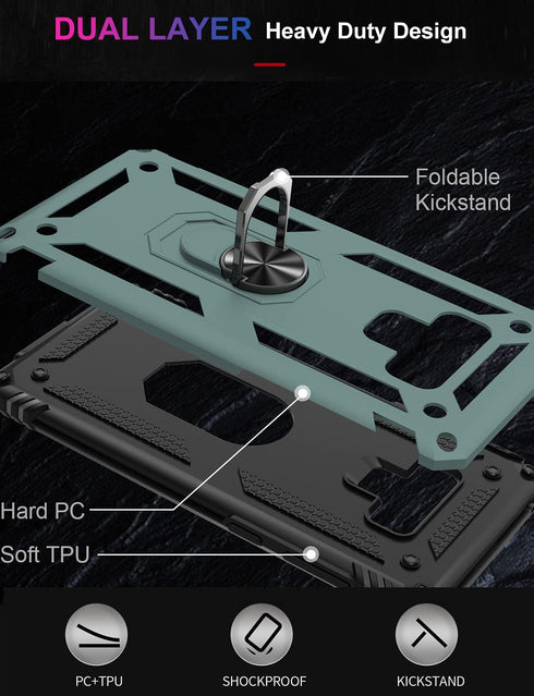IKAZZ Case for Galaxy Note 9, Military Grade Shockproof Heavy Duty Phone Cover with Magnetic Kickstand