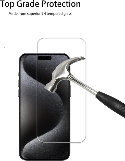 Easy Alignment Frame for iPhone 15 Pro Max Tempered Glass Screen Protector Film, 3-Pack